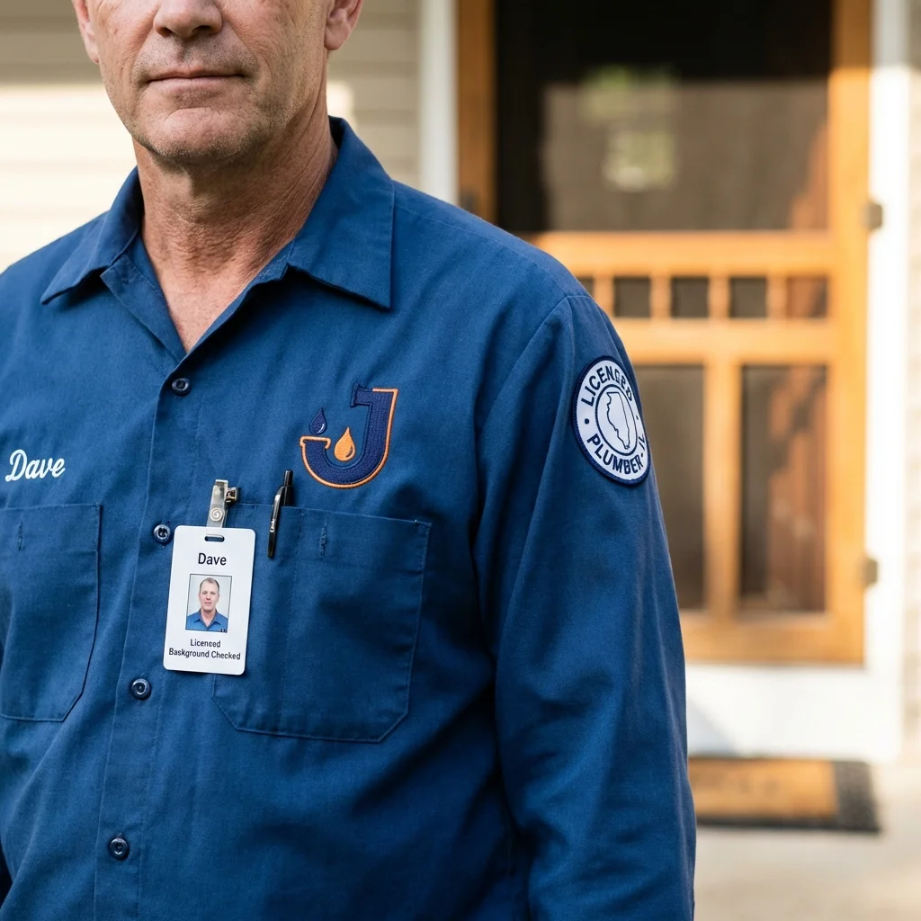 Licensed plumber showing ID badge in Rock Hill, SC