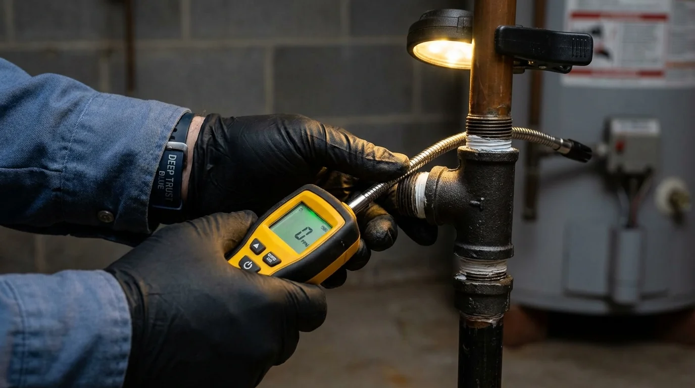 Gas leak detection with electronic sniffer by Johns Plumbing LLC in Rock Hill