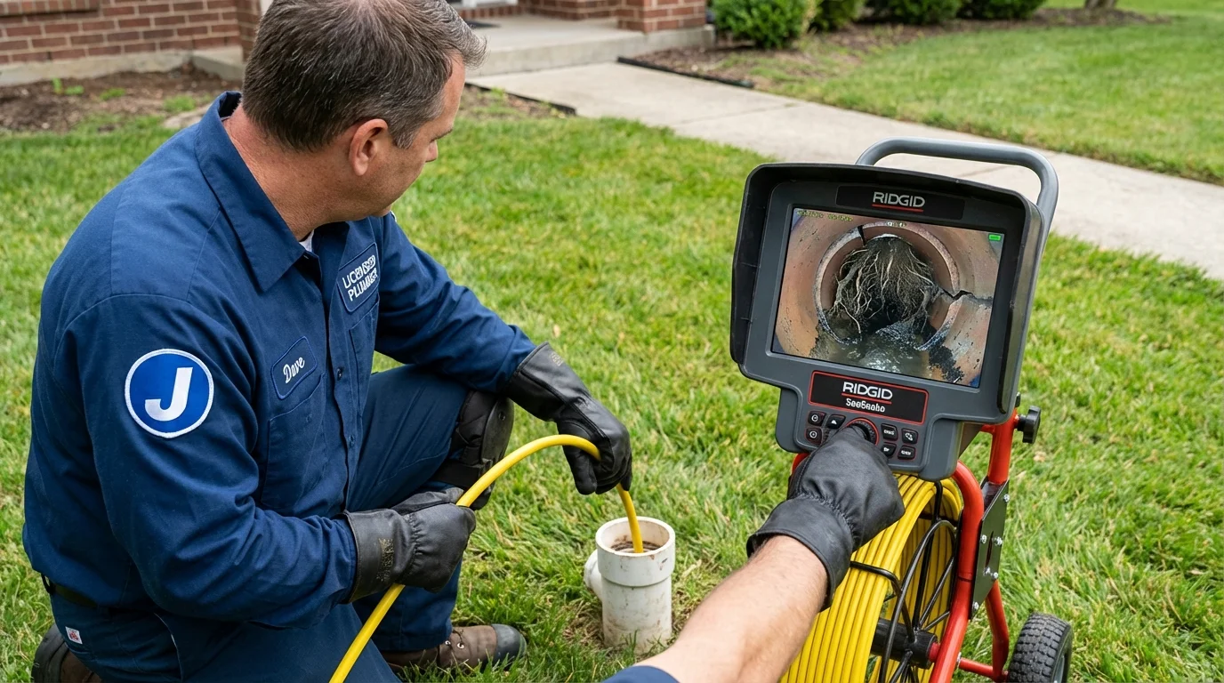 Sewer camera inspection being performed by Johns Plumbing LLC in Rock Hill