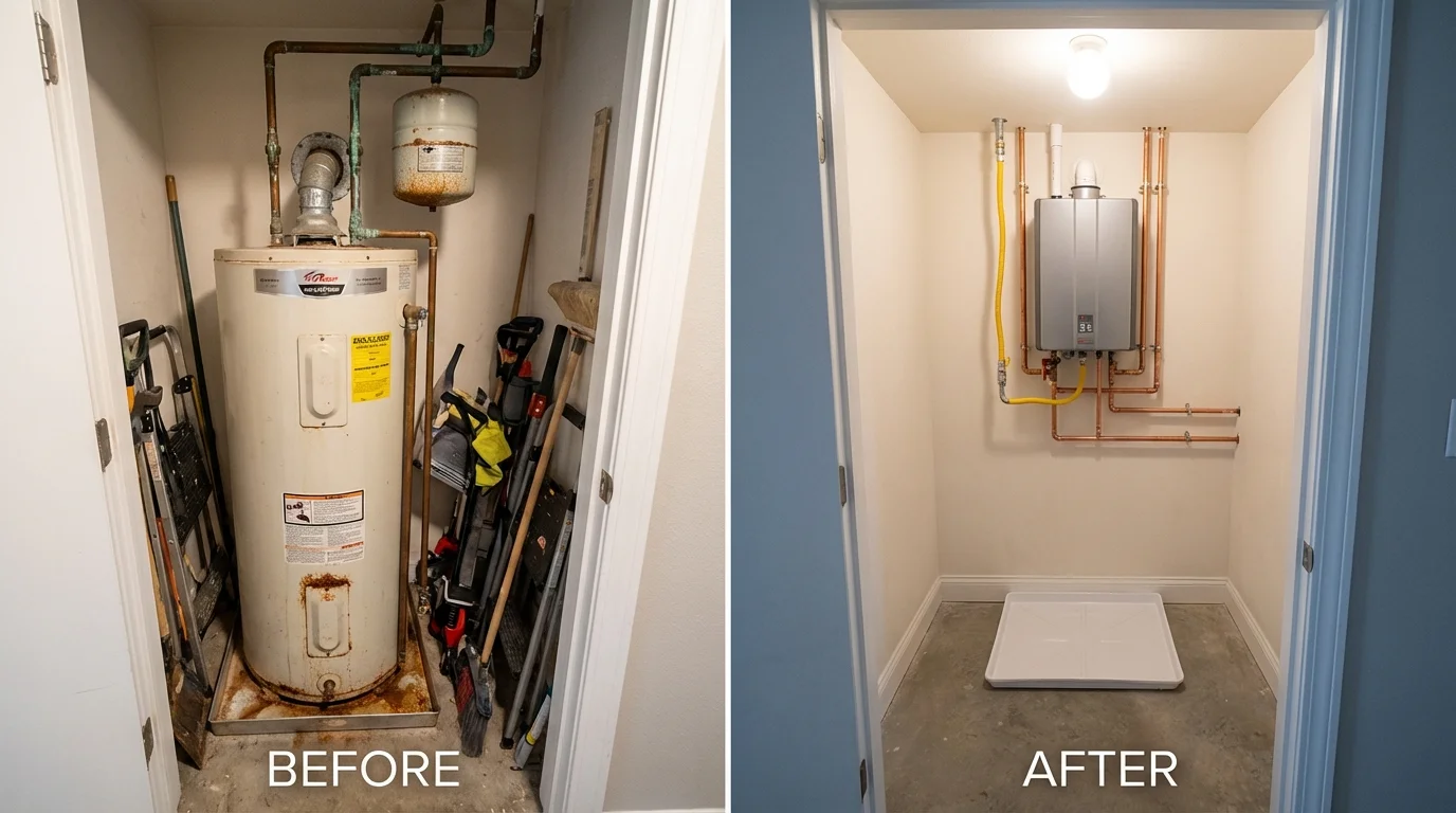 Tank water heater versus wall-mounted tankless unit comparison for Rock Hill, SC homeowners