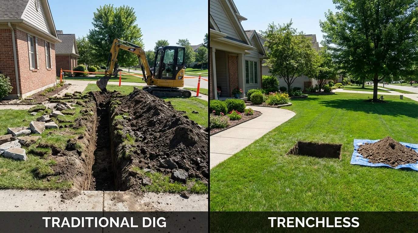 Trenchless sewer repair with minimal yard damage versus traditional excavation in Rock Hill, SC